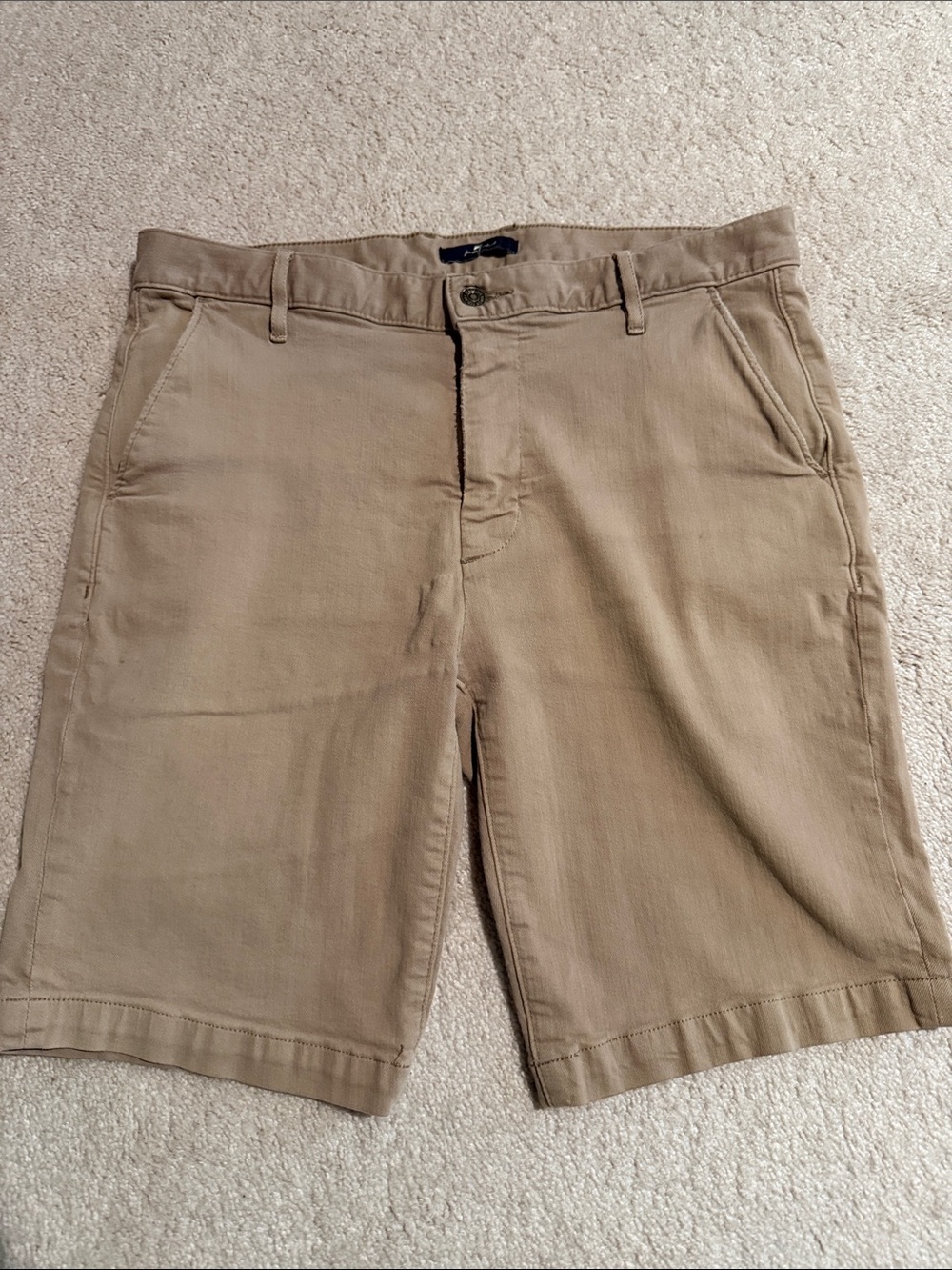 7 For All Mankind Tan Flat Front Chino Shorts